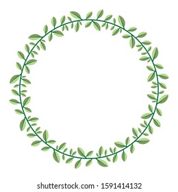 round or circle frame in the style of branches and leaves. natural floral border style. Delimiter forms green leaves.
