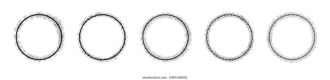 Round circle frames. Round starry frames. Decorative circle frames. Circles illusttration. Vector graphic circle frames. Stardust, stars, starry circles