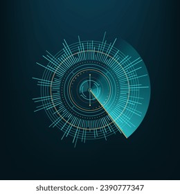 Round circle futuristic chart, HUD element. SCi FI navigation compass screen or futuristic radar display or circle dashboard, game interface design vector icon. Future technology virtual chart panel