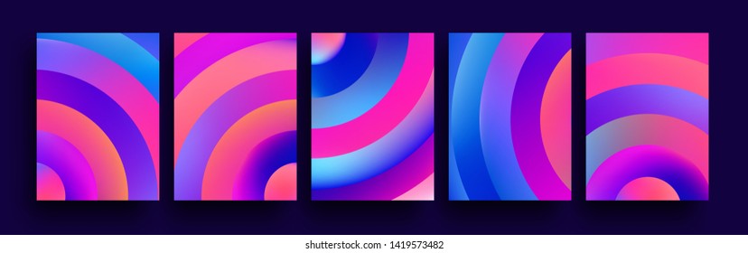 Round circle geometric abstract backgrounds collection set. Vector illustration.