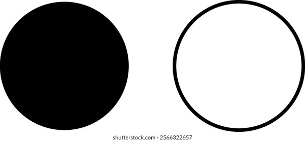 Round circle geometric ball shape line and flat art icon set. Black vector collection isolated on transparent background. Symbol use for apps and websites.