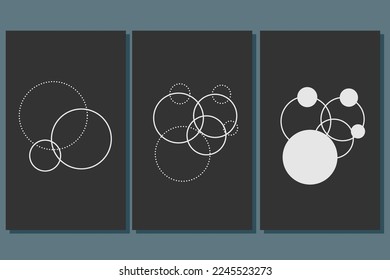 Symbol für das Logo des geometrischen Rundschreibens Minimalistisch Monochrome Rundzeichen-Poster-Vorlagendesign-Kollektion 