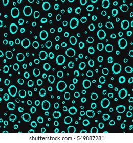 Round circle hand drawing graphic blue stain seamless background.