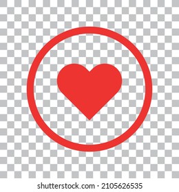 Round circle and heart icon isolated on transparent background. Vector.