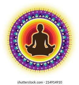 round circle icon for yoga lotus sitting posture (vector)