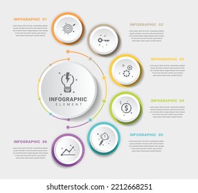Round circle infographic template design with flat icon