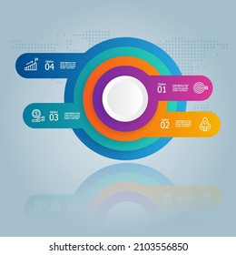 round circle infographics element presentation with business icon 4 options vector illustration