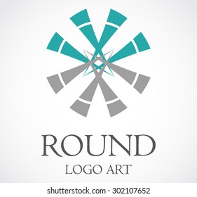 Round circle line art abstract vector logo design template decoration business icon company art symbol concept