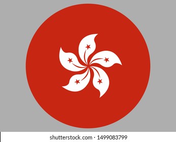 Round Circle with National flag of Hong Kong. Original colors and proportion. Simply vector illustration,For web, icon, travel, from countries set
