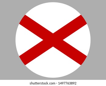 Round circle National flag of State Alabama from United States of America. Graphic vector illustration, with original color and proportion. For web, icon, travel, from countries set.