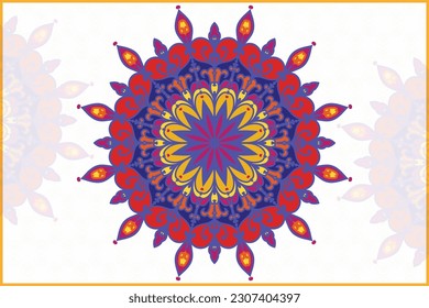 Round circle ornament vector floral frame style mandala background colorful design template.