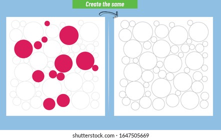 Round Circle painting activity. Create the same. Worksheet for developing visual intelligence.