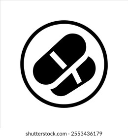 Round circle with pills medicine icon silhouette vector illustration design on white background.