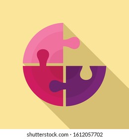 Round circle puzzle icon. Flat illustration of round circle puzzle vector icon for web design
