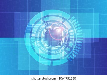 Round circle set with radical light on , Technology abstract, Sci-Fi and engineering concept, Vector illustration background, Backdrop, wallpaper, template.