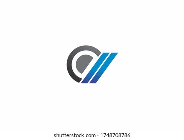 Round circle with slash concept logo design icon