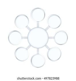 Round and circle star diagram frame template with silver color. vector illustration.