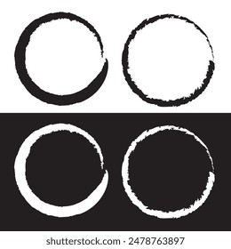 Round and circle stroke grunge icon set. vector isolated on a white background. vector illustration.