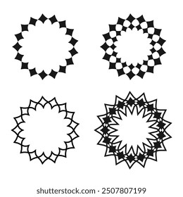 Round Circle Stroke Shapes Elements Icon Set. Vector illustration