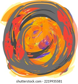 Round or Circle Swirl Fire Abstract Brush vector art. Artistic modern splash design for a logo, album, book cover, background, wallpaper, greeting cards, invitations, posters, banners, t-shirts, print