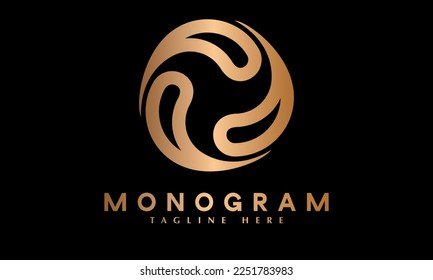 Plantilla de logotipo del vector monograma abstracto de forma circular