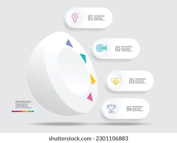 Rundkreis-Zeitstrahl-Infografik-Element-Report-Hintergrund mit Business-Linie-Symbol 6 Stufen für jede unternehmensbezogene Präsentation oder Publikation, Vektorgrafik