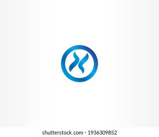 round circle vector company logo design icon with blue color concept