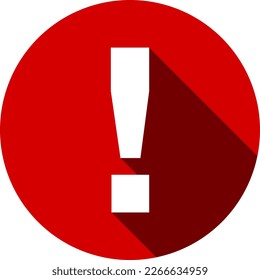 Round Circle Warning or Attention Sign with Exclamation Mark Icon with 3D Style Shadow Effect. Vector Image.