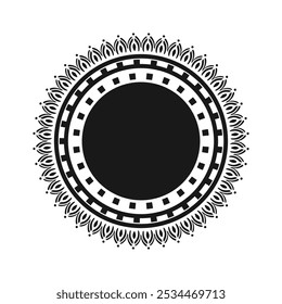 Round circled Mandala vector design for Sticker, Mehndi tattoo, Decoration, Ornamental motif flower design for invitation card, coloring, wedding decor, mandala border frame black boho traditional	
