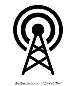 
Round circles around a lamp post making signal tower icon 

