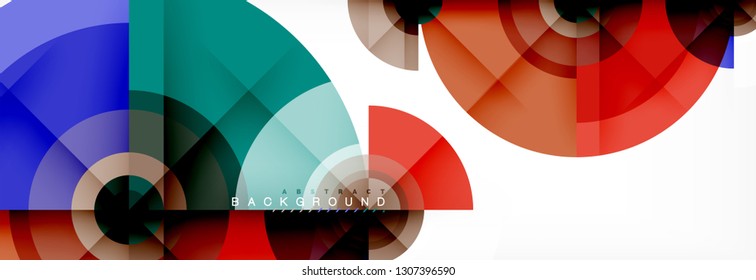 Circulos redondos y triángulos de fondo abstracto, ilustración vectorial