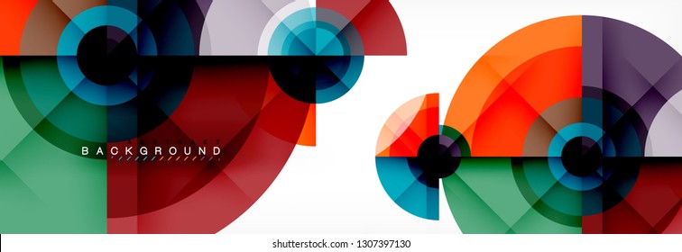 Round circles and triangles abstract background, vector illustration
