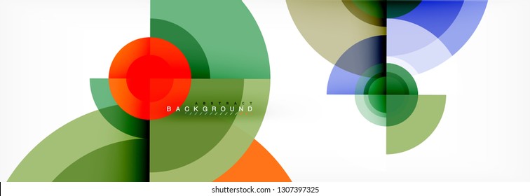 Round circles and triangles abstract background, vector illustration