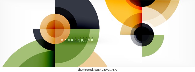 Round circles and triangles abstract background, vector illustration