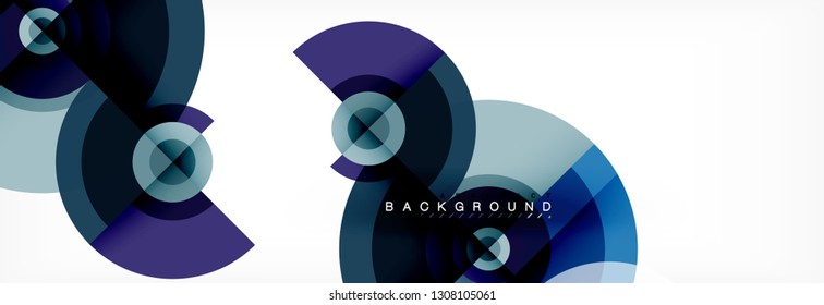 Round circles and triangles abstract background, vector illustration