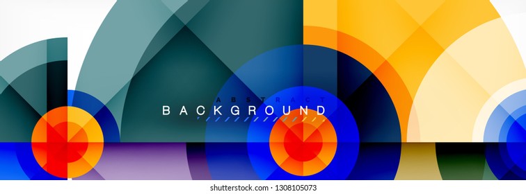 Circulos redondos y triángulos de fondo abstracto, ilustración vectorial