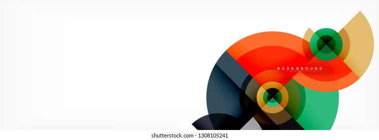 Circulos redondos y triángulos de fondo abstracto, ilustración vectorial