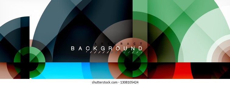Round circles and triangles abstract background, vector illustration