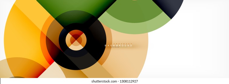 Round circles and triangles abstract background, vector illustration