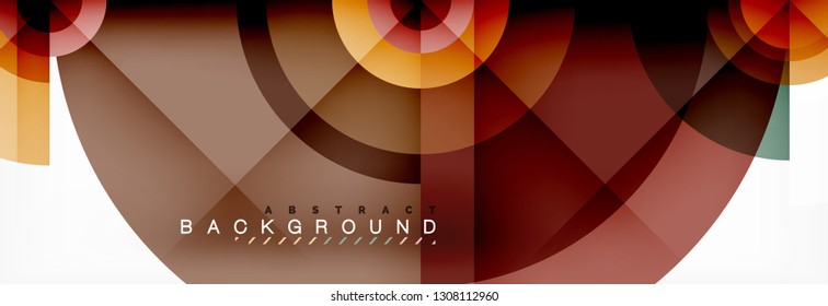 Round circles and triangles abstract background, vector illustration