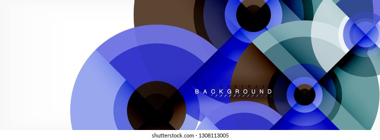 Circulos redondos y triángulos de fondo abstracto, ilustración vectorial