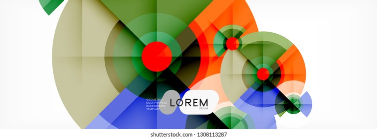 Round circles and triangles abstract background, vector illustration