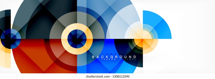 Round circles and triangles abstract background, vector illustration