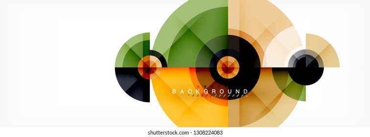Round circles and triangles abstract background, vector illustration