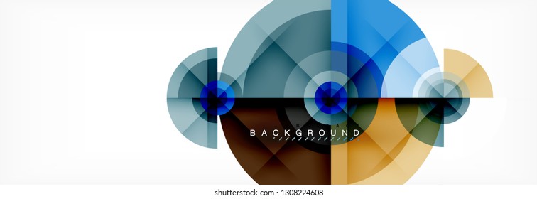 Round circles and triangles abstract background, vector illustration