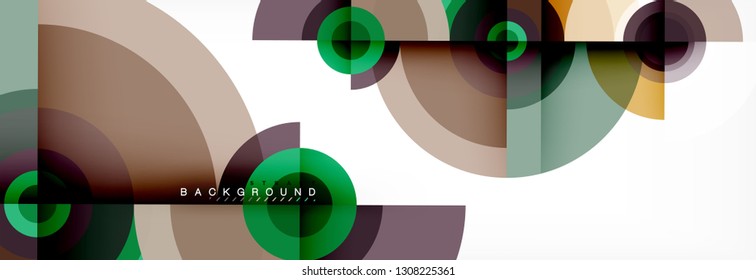 Round circles and triangles abstract background, vector illustration