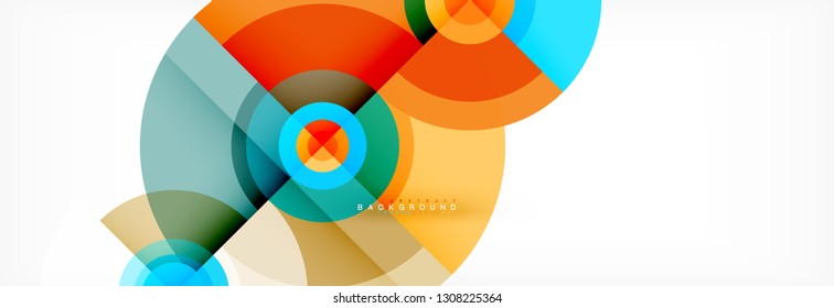 Circulos redondos y triángulos de fondo abstracto, ilustración vectorial