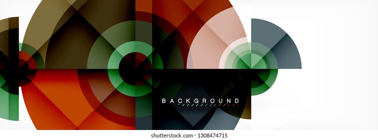 Round circles and triangles abstract background, vector illustration