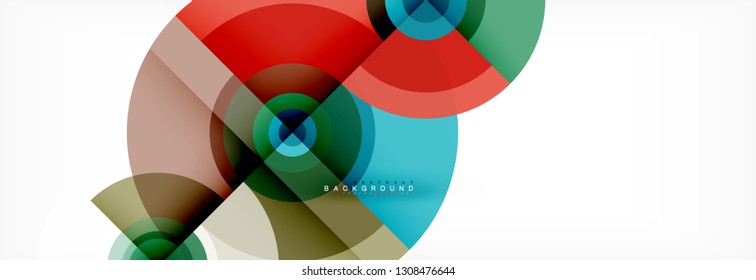 Round circles and triangles abstract background, vector illustration