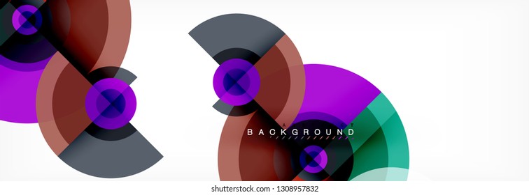 Round circles and triangles abstract background, vector illustration
